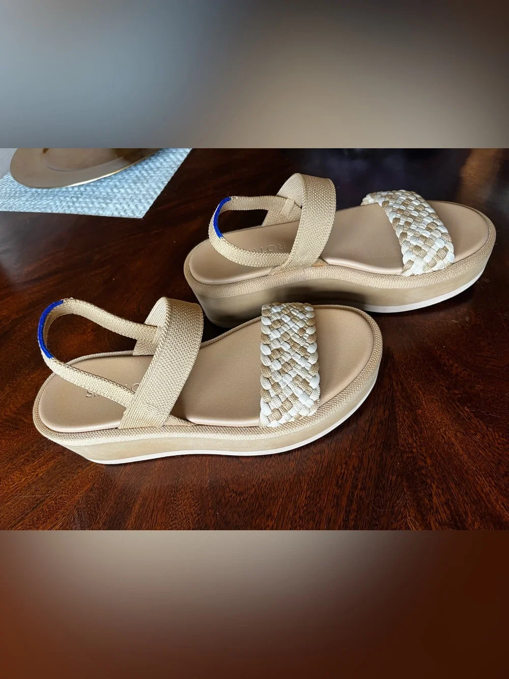 Rothy's Braided Platform Sandals in Tan
